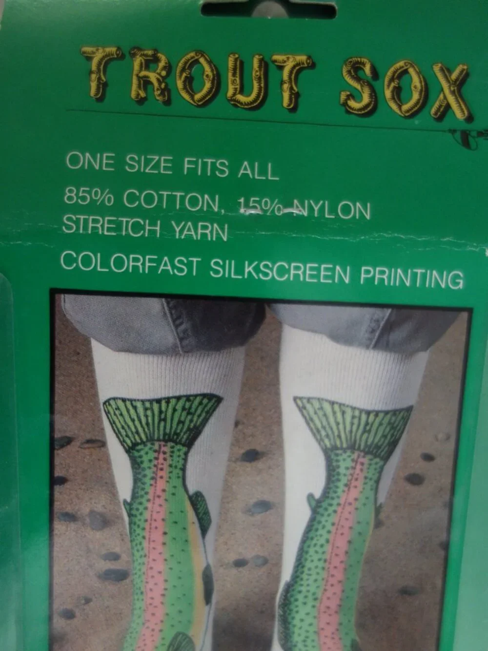 Vntg 1988 NIP New Pair of TROUT SOX Socks